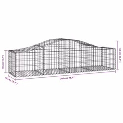vidaXL Arched Gabion Basket Stone Basket Gabion Retaining Wall Galvanised Iron - 200 x 50 x 40/60 cm/6 pcs - Additional view 3