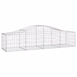 vidaXL Arched Gabion Basket Stone Basket Gabion Retaining Wall Galvanised Iron - 200 x 50 x 40/60 cm/ 9 pcs - Additional view 2