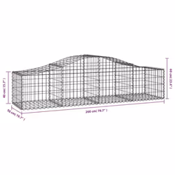 vidaXL Arched Gabion Basket Stone Basket Gabion Retaining Wall Galvanised Iron - 200 x 50 x 40/60 cm/ 9 pcs - Additional view 5
