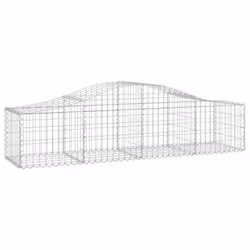 vidaXL Arched Gabion Basket Stone Basket Gabion Retaining Wall Galvanised Iron - 200 x 50 x 40/60 cm/ 10 pcs - Additional view 2