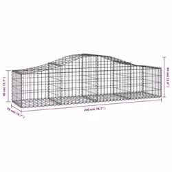 vidaXL Arched Gabion Basket Stone Basket Gabion Retaining Wall Galvanised Iron - 200 x 50 x 40/60 cm/ 10 pcs - Additional view 3