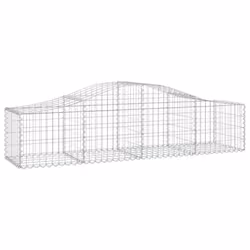 vidaXL Arched Gabion Basket Stone Basket Gabion Retaining Wall Galvanised Iron - 200 x 50 x 40/60 cm/ 12 pcs - Additional view 2