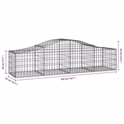 vidaXL Arched Gabion Basket Stone Basket Gabion Retaining Wall Galvanised Iron - 13 pcs, 200 x 50 x 40/60 cm - Additional view 3