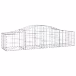 vidaXL Arched Gabion Basket Stone Basket Gabion Retaining Wall Galvanised Iron - 200 x 50 x 40/60 cm/ 14 pcs - Additional view 2