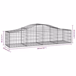 vidaXL Arched Gabion Basket Stone Basket Gabion Retaining Wall Galvanised Iron - 200 x 50 x 40/60 cm/ 14 pcs - Additional view 5