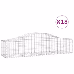 vidaXL Arched Gabion Basket Stone Basket Gabion Retaining Wall Galvanised Iron - 200 x 50 x 40/60 cm/ 18 pcs