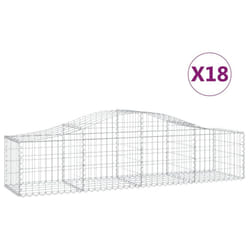vidaXL Arched Gabion Basket Stone Basket Gabion Retaining Wall Galvanised Iron - 200 x 50 x 40/60 cm/ 18 pcs