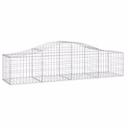vidaXL Arched Gabion Basket Stone Basket Gabion Retaining Wall Galvanised Iron - 200 x 50 x 40/60 cm/ 18 pcs