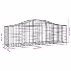 vidaXL Arched Gabion Basket Stone Basket Gabion Retaining Wall Galvanised Iron - 200 x 50 x 60/80 cm/ 3 pcs - Additional view 3