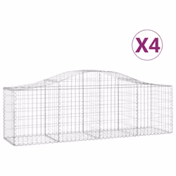 vidaXL Arched Gabion Basket Stone Basket Gabion Retaining Wall Galvanised Iron - 200 x 50 x 60/80 cm/ 4 pcs