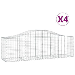 vidaXL Arched Gabion Basket Stone Basket Gabion Retaining Wall Galvanised Iron - 200 x 50 x 60/80 cm/ 4 pcs
