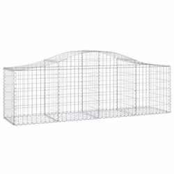 vidaXL Arched Gabion Basket Stone Basket Gabion Retaining Wall Galvanised Iron - 200 x 50 x 60/80 cm/ 4 pcs