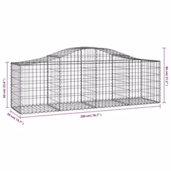 vidaXL Arched Gabion Basket Stone Basket Gabion Retaining Wall Galvanised Iron - 200 x 50 x 60/80 cm/ 5 pcs - Additional view 5