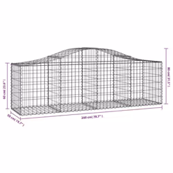 vidaXL Arched Gabion Basket Stone Basket Gabion Retaining Wall Galvanised Iron - 200 x 50 x 60/80 cm/ 6 pcs - Additional view 3