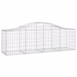 vidaXL Arched Gabion Basket Stone Basket Gabion Retaining Wall Galvanised Iron - 200 x 50 x 60/80 cm/ 8 pcs - Additional view 2