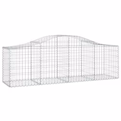 vidaXL Arched Gabion Basket Stone Basket Gabion Retaining Wall Galvanised Iron - 200 x 50 x 60/80 cm/9 pcs - Additional view 2