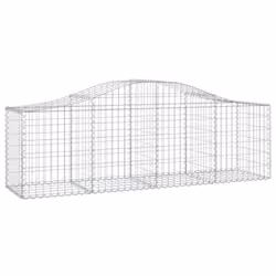 vidaXL Arched Gabion Basket Stone Basket Gabion Retaining Wall Galvanised Iron - 200 x 50 x 60/80 cm/13 pcs - Additional view 2