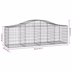 vidaXL Arched Gabion Basket Stone Basket Gabion Retaining Wall Galvanised Iron - 200 x 50 x 60/80 cm/13 pcs - Additional view 3