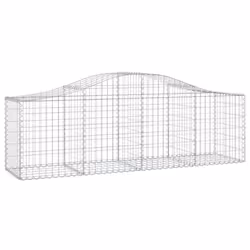 vidaXL Arched Gabion Basket Stone Basket Gabion Retaining Wall Galvanised Iron - 200 x 50 x 60/80 cm/ 20 pcs - Additional view 2