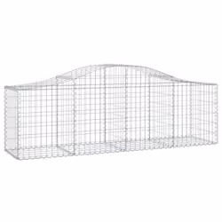vidaXL Arched Gabion Basket Stone Basket Gabion Retaining Wall Galvanised Iron - 25 pcs, 200 x 50 x 60/80 cm - Additional view 2
