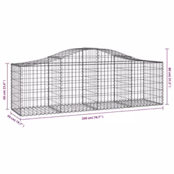 vidaXL Arched Gabion Basket Stone Basket Gabion Retaining Wall Galvanised Iron - 25 pcs, 200 x 50 x 60/80 cm - Additional view 5
