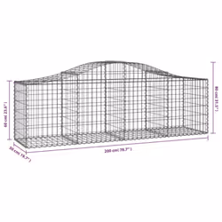 vidaXL Arched Gabion Basket Stone Basket Gabion Retaining Wall Galvanised Iron - 30 pcs, 200 x 50 x 60/80 cm - Additional view 5