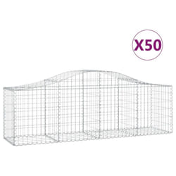 vidaXL Arched Gabion Basket Stone Basket Gabion Retaining Wall Galvanised Iron - 50 pcs, 200 x 50 x 60/80 cm