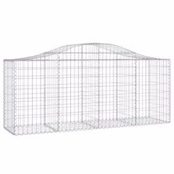 vidaXL Arched Gabion Basket Stone Basket Gabion Retaining Wall Galvanised Iron - 200 x 50 x 80/100 cm/ 12 pcs