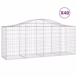 vidaXL Arched Gabion Basket Stone Basket Gabion Retaining Wall Galvanised Iron - 200 x 50 x 80/100 cm/ 40 pcs