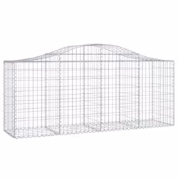 vidaXL Arched Gabion Basket Stone Basket Gabion Retaining Wall Galvanised Iron - 200 x 50 x 80/100 cm/ 40 pcs