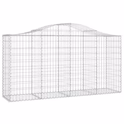 vidaXL Arched Gabion Basket Stone Basket Gabion Retaining Wall Galvanised Iron - 200 x 50 x 100/120 cm/ 4 pcs