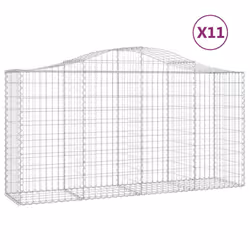 vidaXL Arched Gabion Basket Stone Basket Gabion Retaining Wall Galvanised Iron - 200 x 50 x 100/120 cm/ 11 pcs