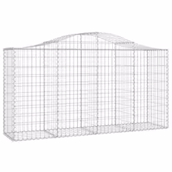 vidaXL Arched Gabion Basket Stone Basket Gabion Retaining Wall Galvanised Iron - 200 x 50 x 100/120 cm/ 11 pcs
