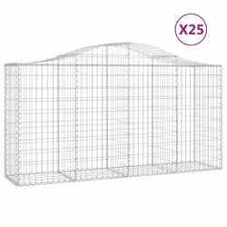 vidaXL Arched Gabion Basket Stone Basket Gabion Retaining Wall Galvanised Iron - 200 x 50 x 100/120 cm/25 pcs
