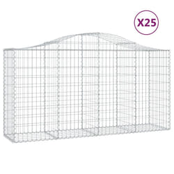 vidaXL Arched Gabion Basket Stone Basket Gabion Retaining Wall Galvanised Iron - 200 x 50 x 100/120 cm/25 pcs