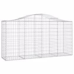 vidaXL Arched Gabion Basket Stone Basket Gabion Retaining Wall Galvanised Iron - 200 x 50 x 100/120 cm/25 pcs