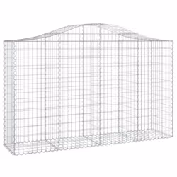 vidaXL Arched Gabion Basket Stone Basket Gabion Retaining Wall Galvanised Iron - 200 x 50 x 120/140 cm/8 pcs - Additional view 2