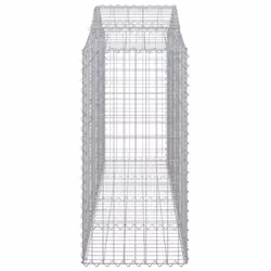 vidaXL Arched Gabion Basket Stone Basket Gabion Retaining Wall Galvanised Iron - 200 x 50 x 120/140 cm/8 pcs - Additional view 4