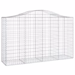 vidaXL Arched Gabion Basket Stone Basket Gabion Retaining Wall Galvanised Iron - 200 x 50 x 120/140 cm/ 15 pcs
