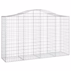 vidaXL Arched Gabion Basket Stone Basket Gabion Retaining Wall Galvanised Iron - 200 x 50 x 120/140 cm/ 25 pcs