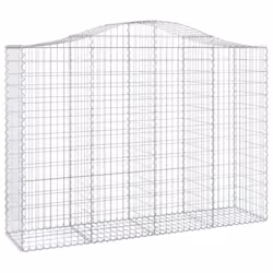 vidaXL Arched Gabion Basket Stone Basket Gabion Retaining Wall Galvanised Iron - 200 x 50 x 140/160 cm/ 3 pcs - Additional view 2