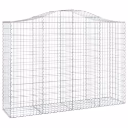 vidaXL Arched Gabion Basket Stone Basket Gabion Retaining Wall Galvanised Iron - 200 x 50 x 140/160 cm/ 4 pcs - Additional view 2