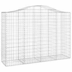 vidaXL Arched Gabion Basket Stone Basket Gabion Retaining Wall Galvanised Iron - 200 x 50 x 140/160 cm/7 pcs - Additional view 2