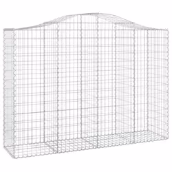vidaXL Arched Gabion Basket Stone Basket Gabion Retaining Wall Galvanised Iron - 200 x 50 x 140/160 cm/ 11 pcs - Additional view 2