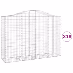 vidaXL Arched Gabion Basket Stone Basket Gabion Retaining Wall Galvanised Iron - 200 x 50 x 140/160 cm/ 18 pcs