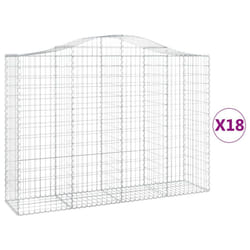 vidaXL Arched Gabion Basket Stone Basket Gabion Retaining Wall Galvanised Iron - 200 x 50 x 140/160 cm/ 18 pcs