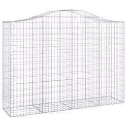 vidaXL Arched Gabion Basket Stone Basket Gabion Retaining Wall Galvanised Iron - 200 x 50 x 140/160 cm/ 18 pcs
