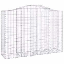 vidaXL Arched Gabion Basket Stone Basket Gabion Retaining Wall Galvanised Iron - 200 x 50 x 140/160 cm/ 25 pcs - Additional view 2