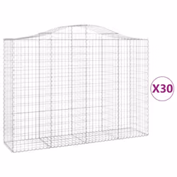 vidaXL Arched Gabion Basket Stone Basket Gabion Retaining Wall Galvanised Iron - 30 pcs, 200 x 50 x 140/160 cm