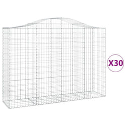 vidaXL Arched Gabion Basket Stone Basket Gabion Retaining Wall Galvanised Iron - 30 pcs, 200 x 50 x 140/160 cm